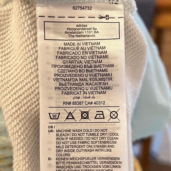 ADIDAS Women's Light Blue & Yellow Allover Print Loose Drawstring Shorts Size S - Picture 4 of 5